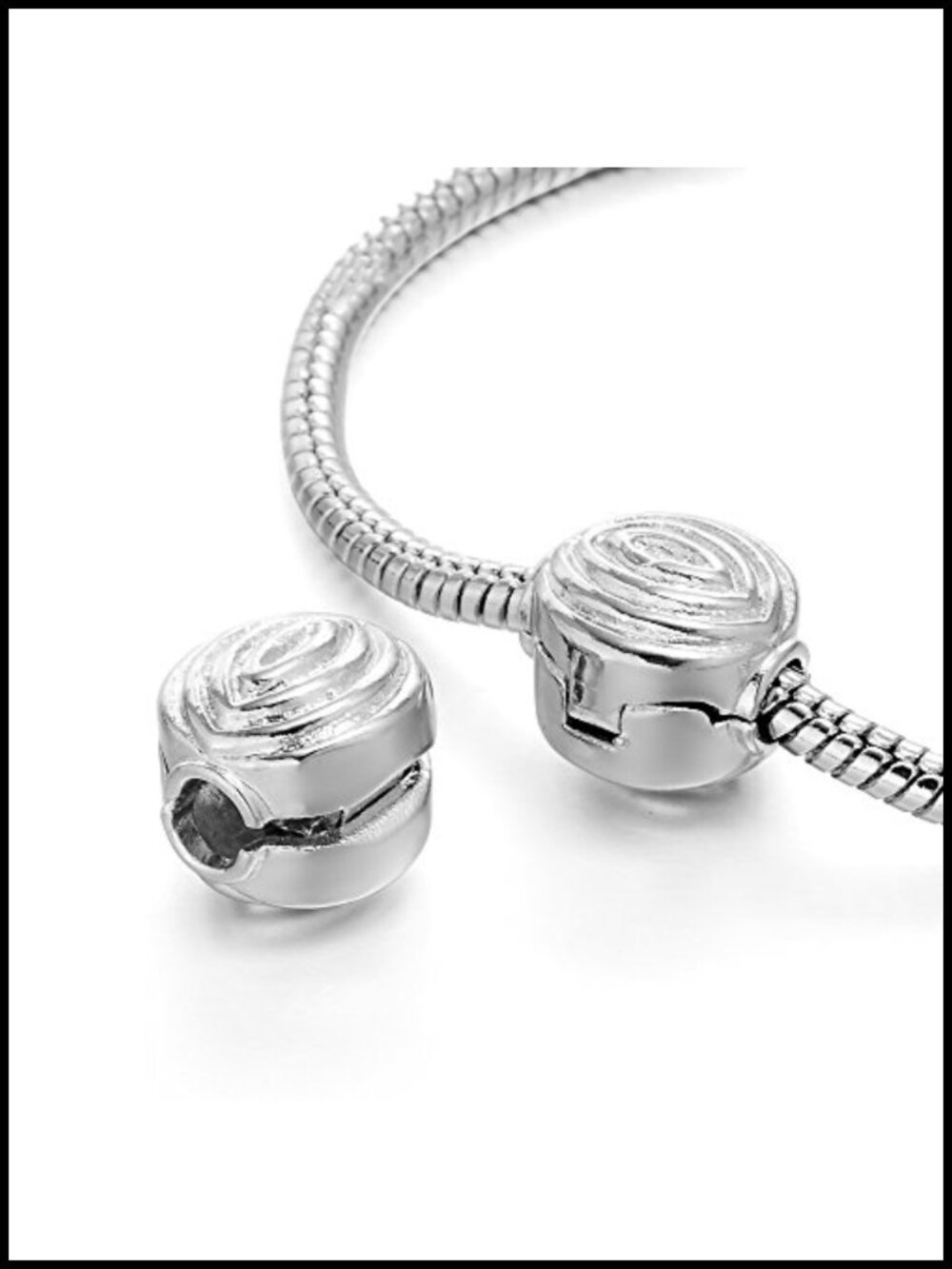 20 Clip Lock Clasps with Silicone O-Ring Stoppers for Charm Bracelet DIY
